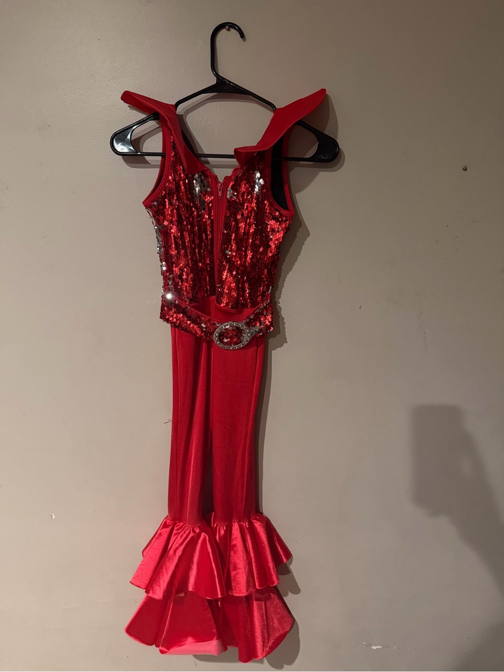 Weissman Red Sequin Dance Costume with Decorative Belt